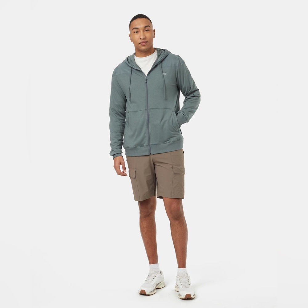 Ten Tree Soft Terry Light Zip Hoodie sz L Eucalyptus Green Ripstop Active